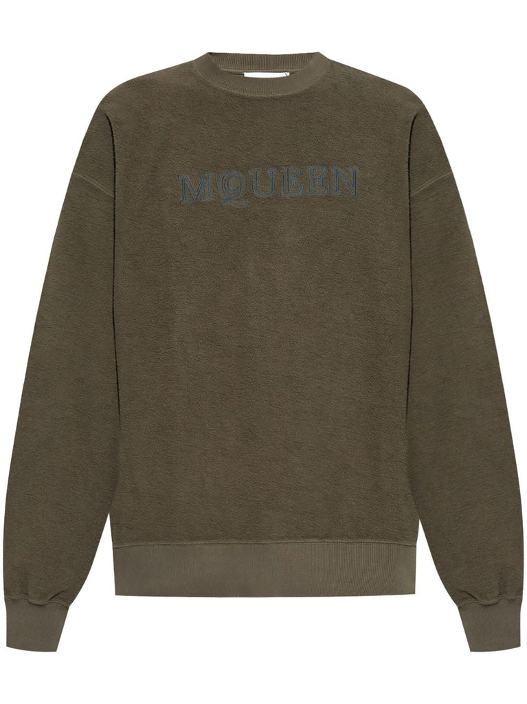 【関税&送料込】Alexander Mcqueen Sweatshirt With Logo Embro Embroidered Logo Hooded Sweatshirt Optic White for Men
