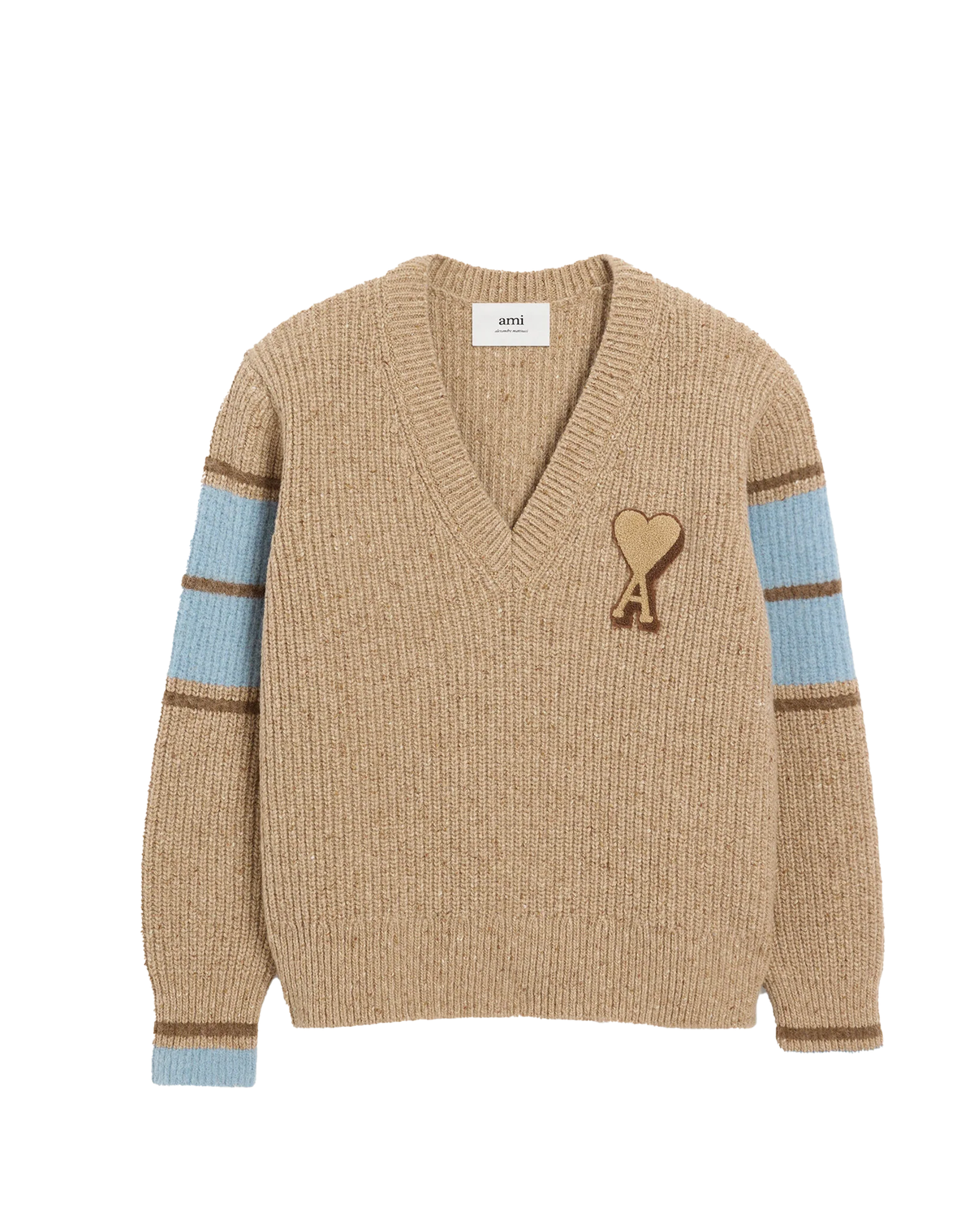 Ami Brown Wool College Sweater