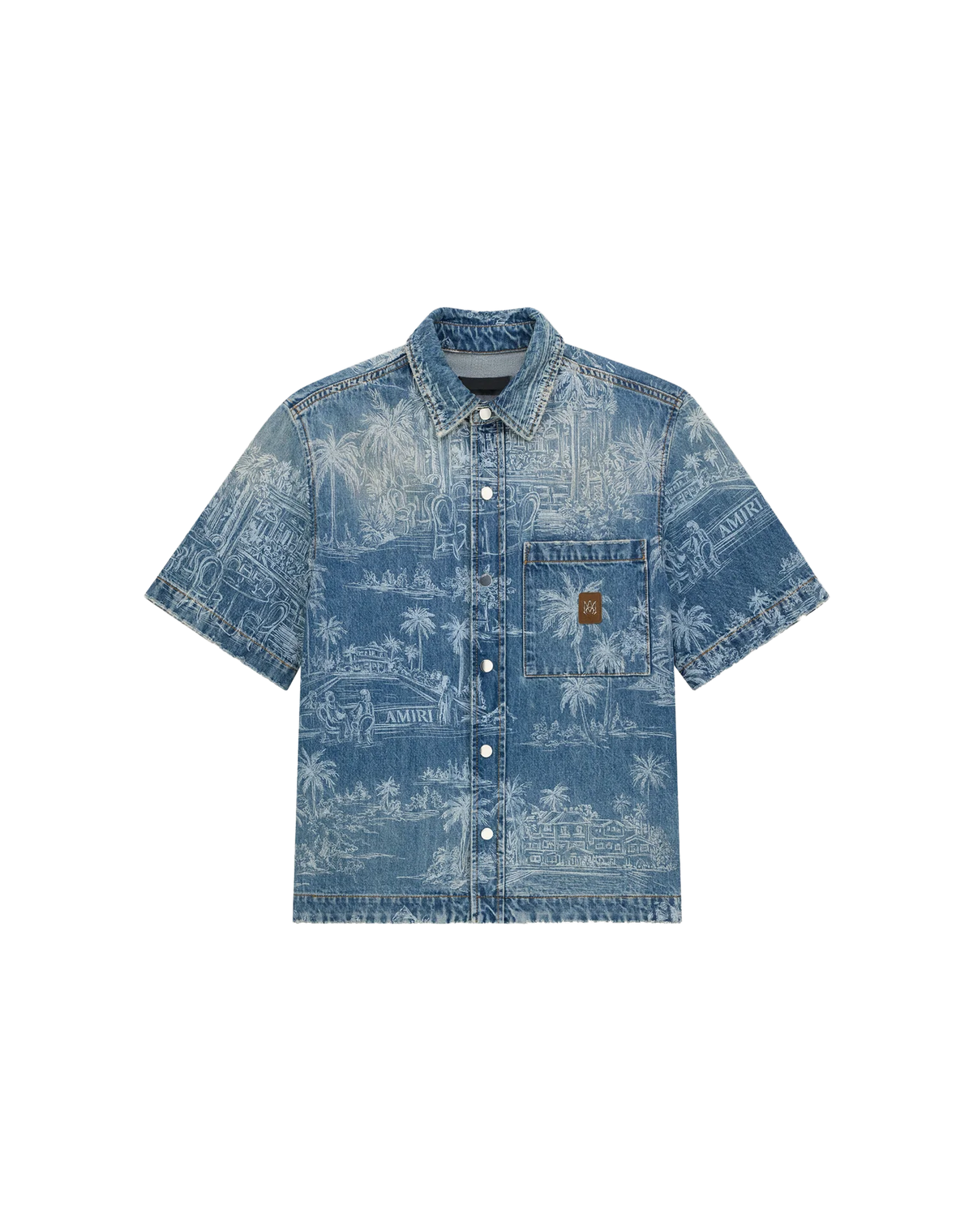 AMIRI CHATEAU PALMS DENIM SHIRT