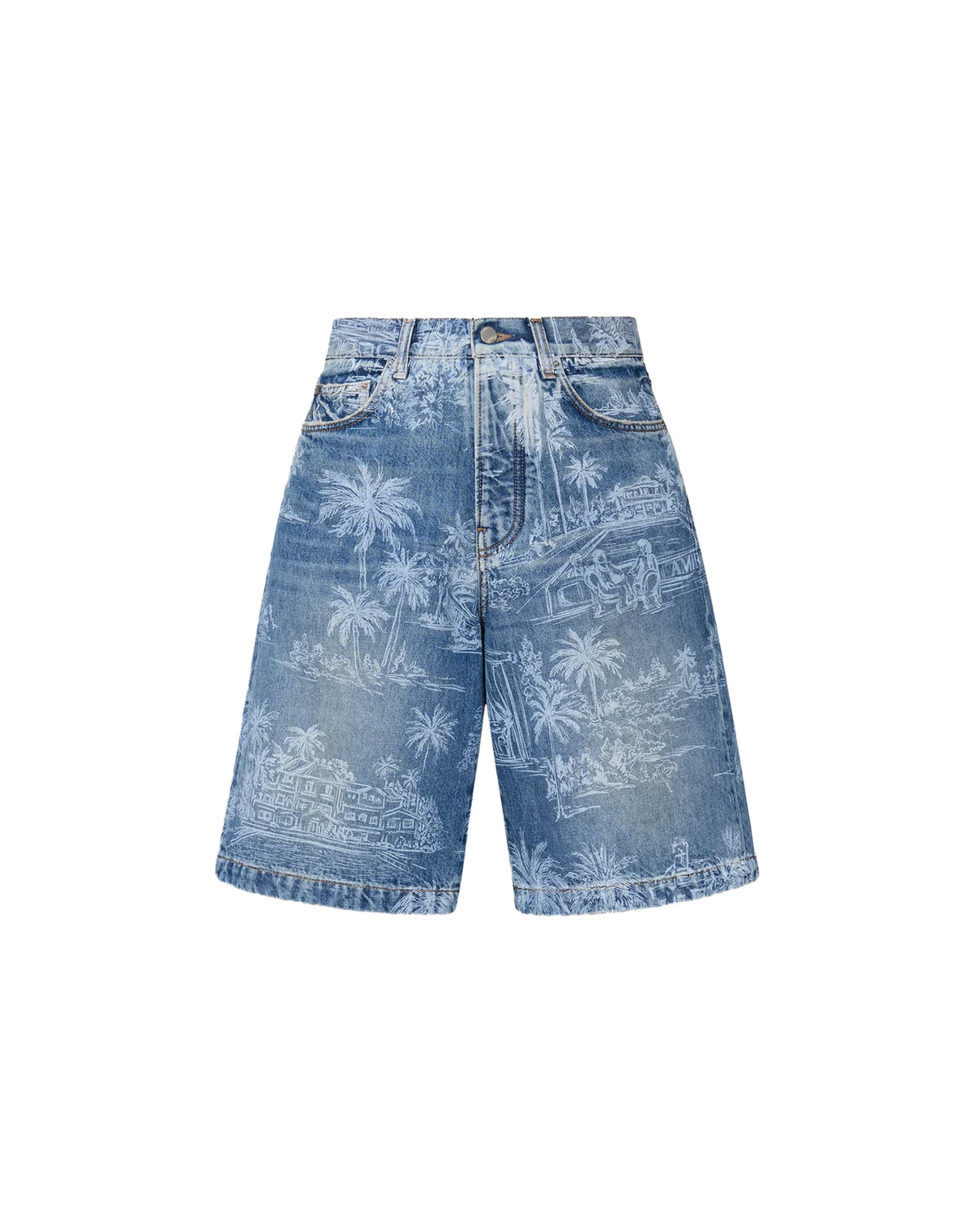 AMIRI CHATEAU PALMS DENIM SHORT