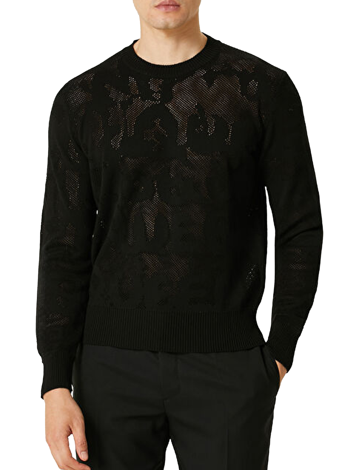 Alexander McQueen Black Logo Jacquard Transparent Sweater