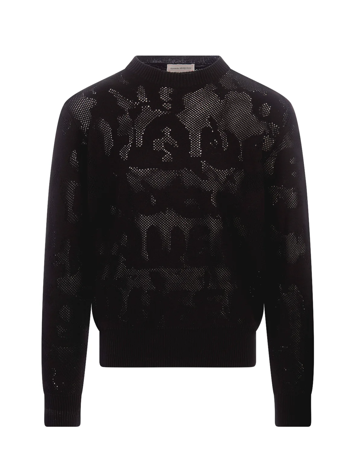 Alexander McQueen Black Logo Jacquard Transparent Sweater