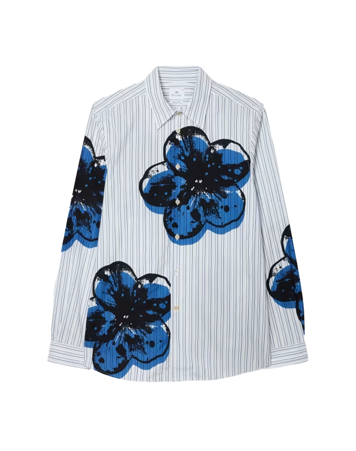 Paul Smith Blue Stripe 'Zine Floral' Print Shirt