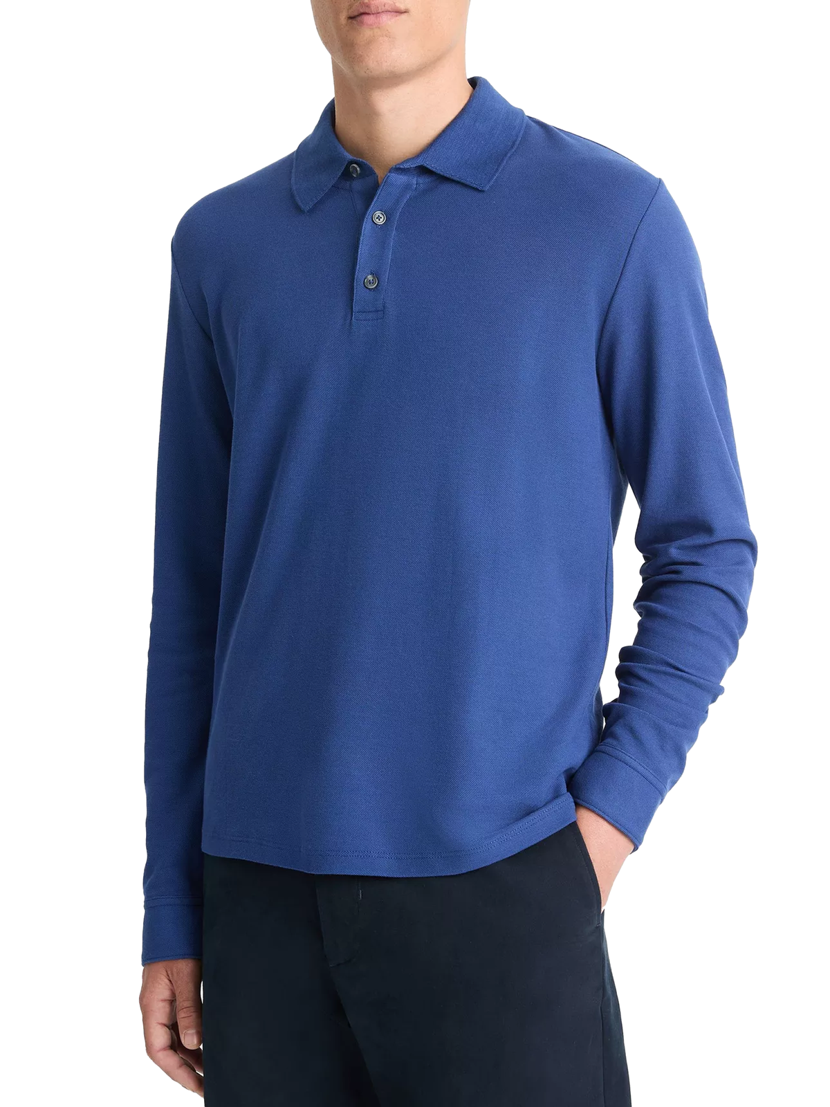 Vince Pima Cotton Piqué Long-Sleeve Polo Shirt