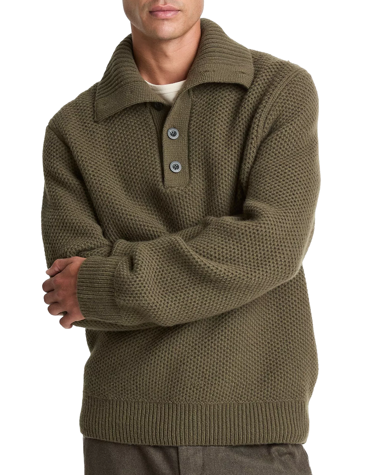 Vince Honeycomb Wool Mock-Neck Sweater