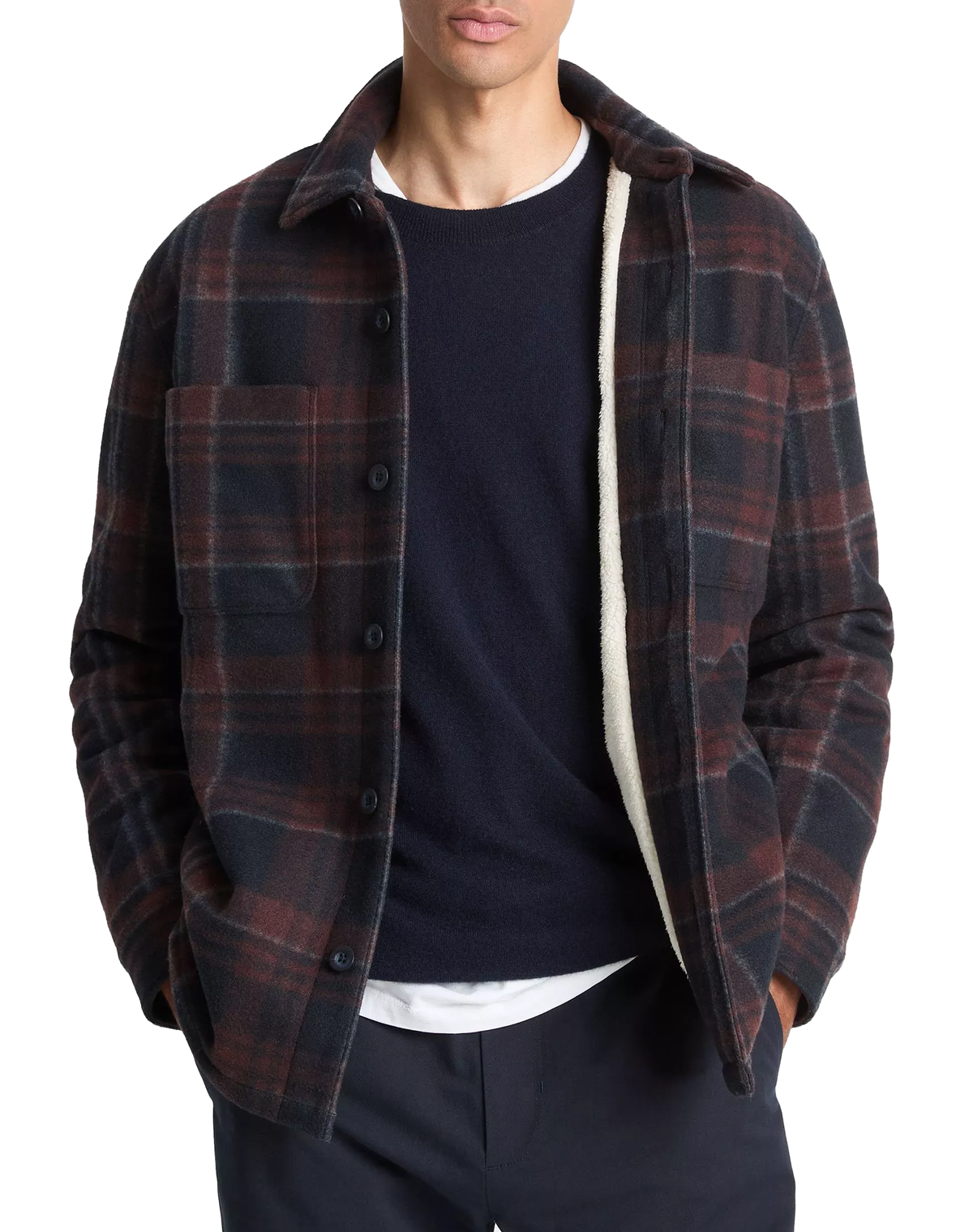 Vince Sherpa-Lined Plaid Shirt Jacket
