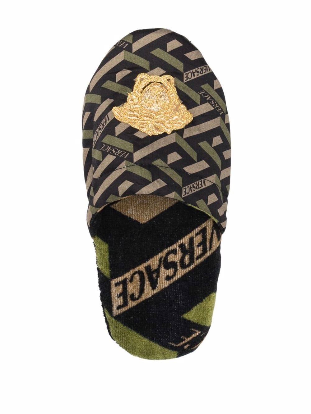 Versace logo embroidered slippers