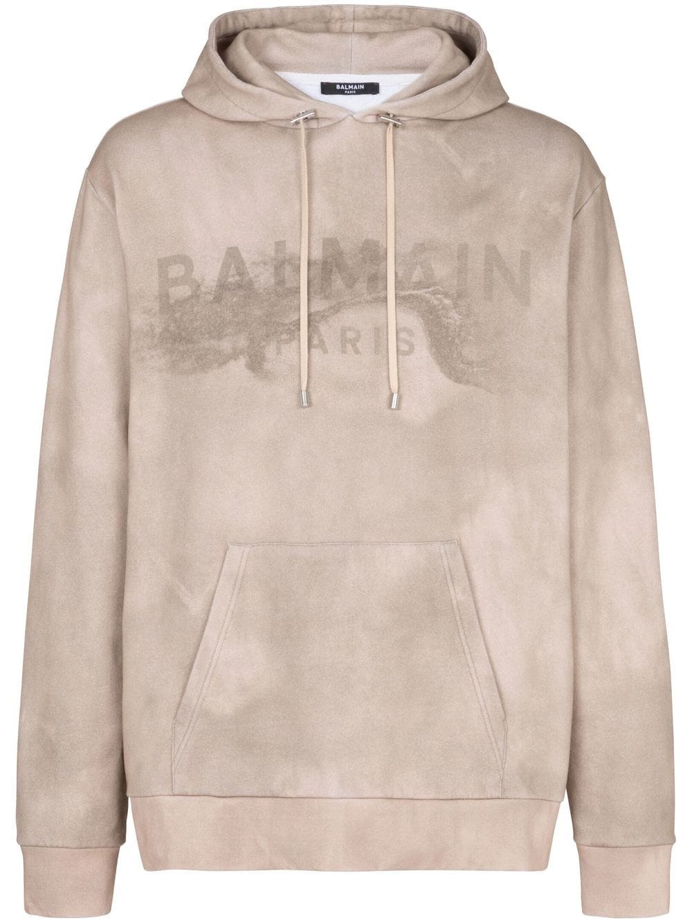 Balmain logo-print organic-cotton hoodie