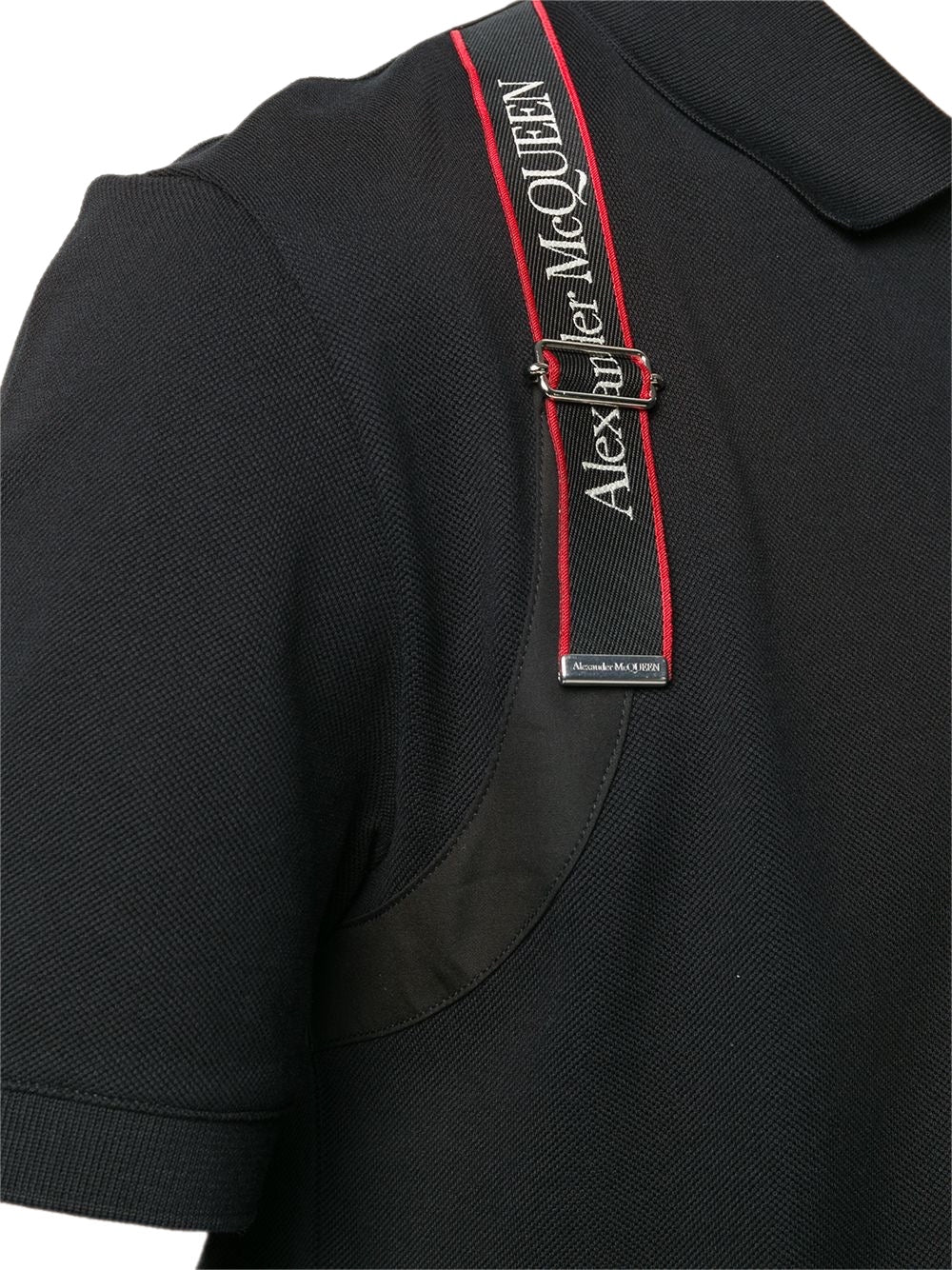 Alexander McQueen logo harness-strap polo shirt