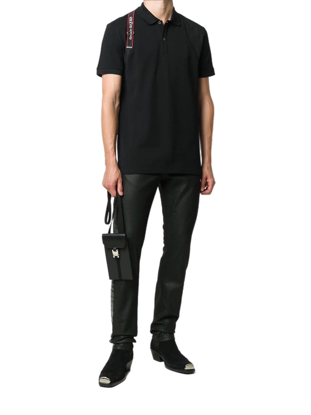 Alexander McQueen logo harness-strap polo shirt