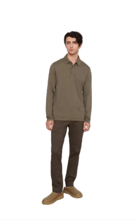 Vince Garment Dyed Long Sleeve Polo
