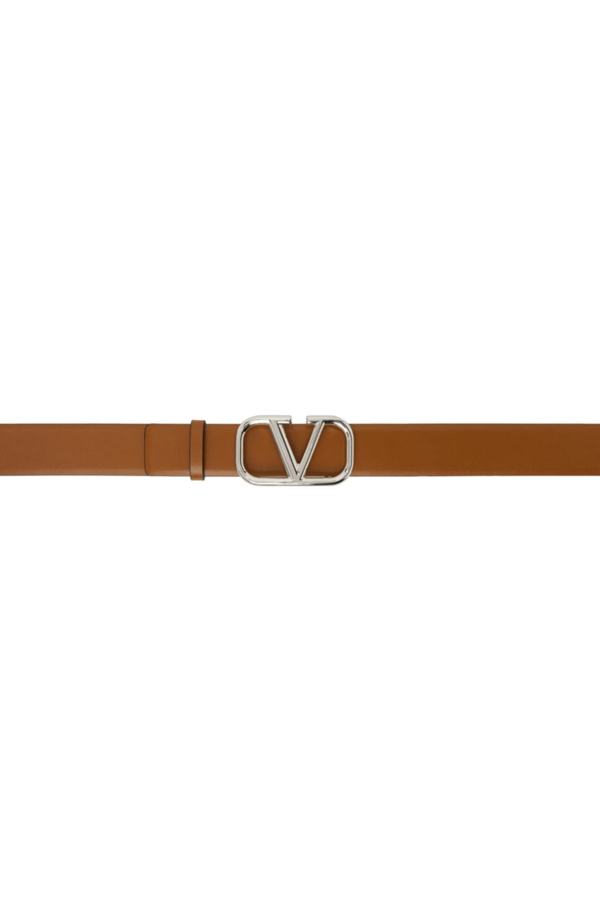 VALENTINO GARAVANI Brown Leather VLogo Belt